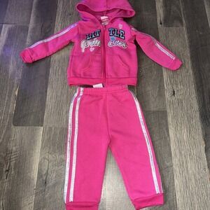 12mo DIVA Girls 2 pc Sweats Hooded Jacket Pants Set‎ Pink Princess